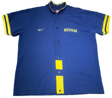 Vintage Nike Michigan Wolverines Basketball Warmup Shirt Snap On Jersey 2XL    