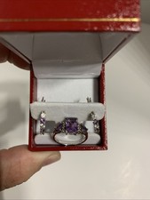 Amethyst Sterling Silver Ring Size 7  Earrings Jewelry Set