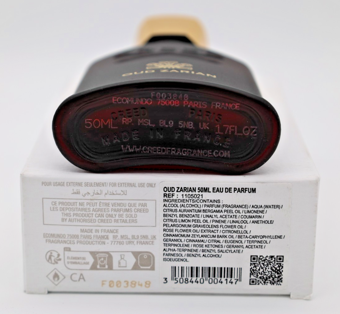 Creed Oud Zarian 50ml / 1.7 oz NEW 2025! B# F003848 METAL cap SAME