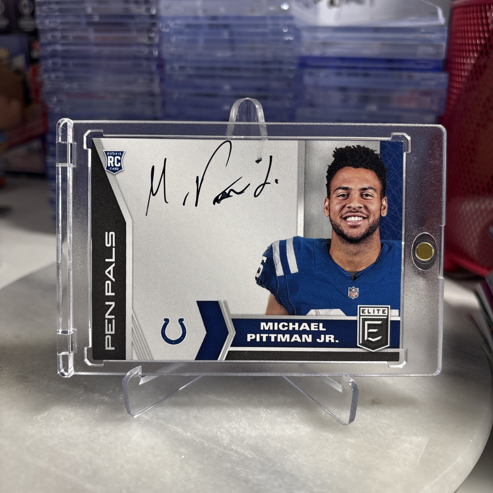 2020 Panini Donruss Elite Pen Pals On Card Auto Black Ink Michael Pittman Jr