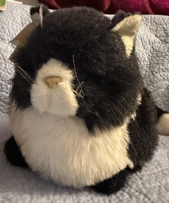 Vintage Avanti Applause Black White Cat Plush Stuffed animal  Sleeping Realistic