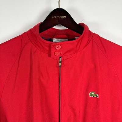 Vintage Lacoste Harrington Jacket Red Plaid Lined Izod Mens XL Bomber Crocodile