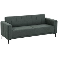 HOMCOM 3 Seater Sofa Modern Fabric Couch Channel Tufted Grey  , Refurbished
