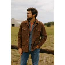 Old Navy Vintage Button Front Corduroy Jacket Brown Mens Size L Flap Pockets