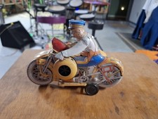 Xonex Harley Davidson 1950's Policeman W/Sidecar Wind Up Tin Toy Reproduction