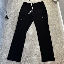 FIGS Cairo Scrub Pants Mens L Black Medical Drawstring 33 Inseam