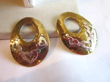 Pair of Jeep Collins brand brass and sterling heart themed charms for earrings