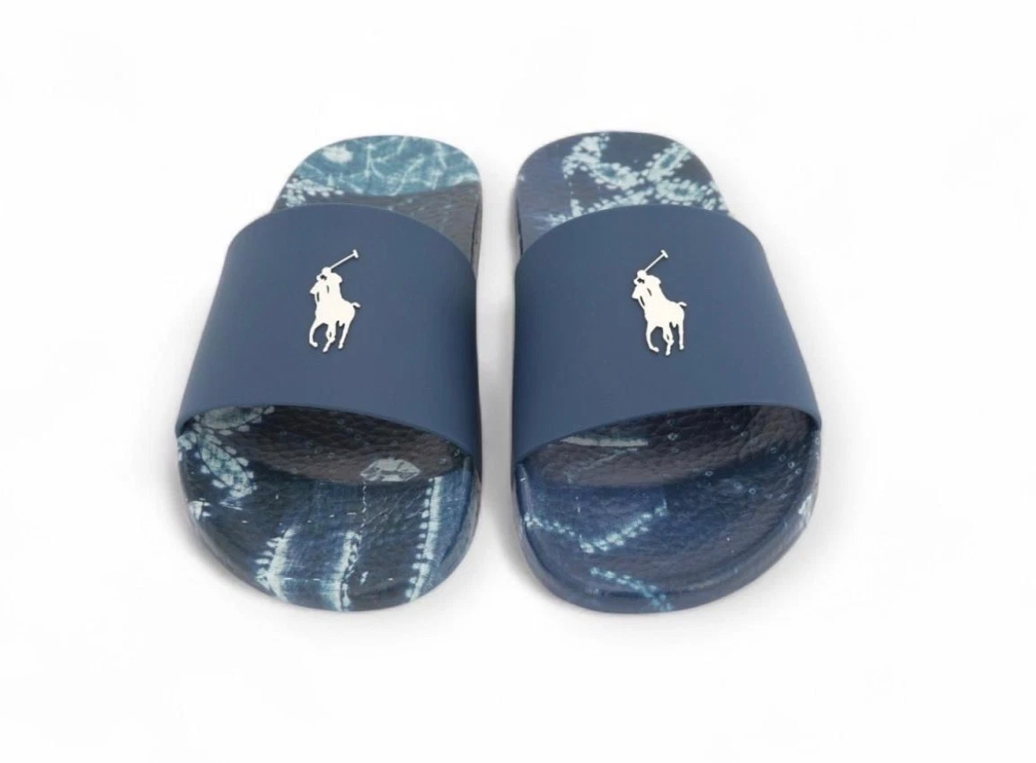Polo Ralph Lauren Blue PATCHWORK FLORAL PRINT BIG PONY Slide Sandals - size 8-13
Opens in a new wind