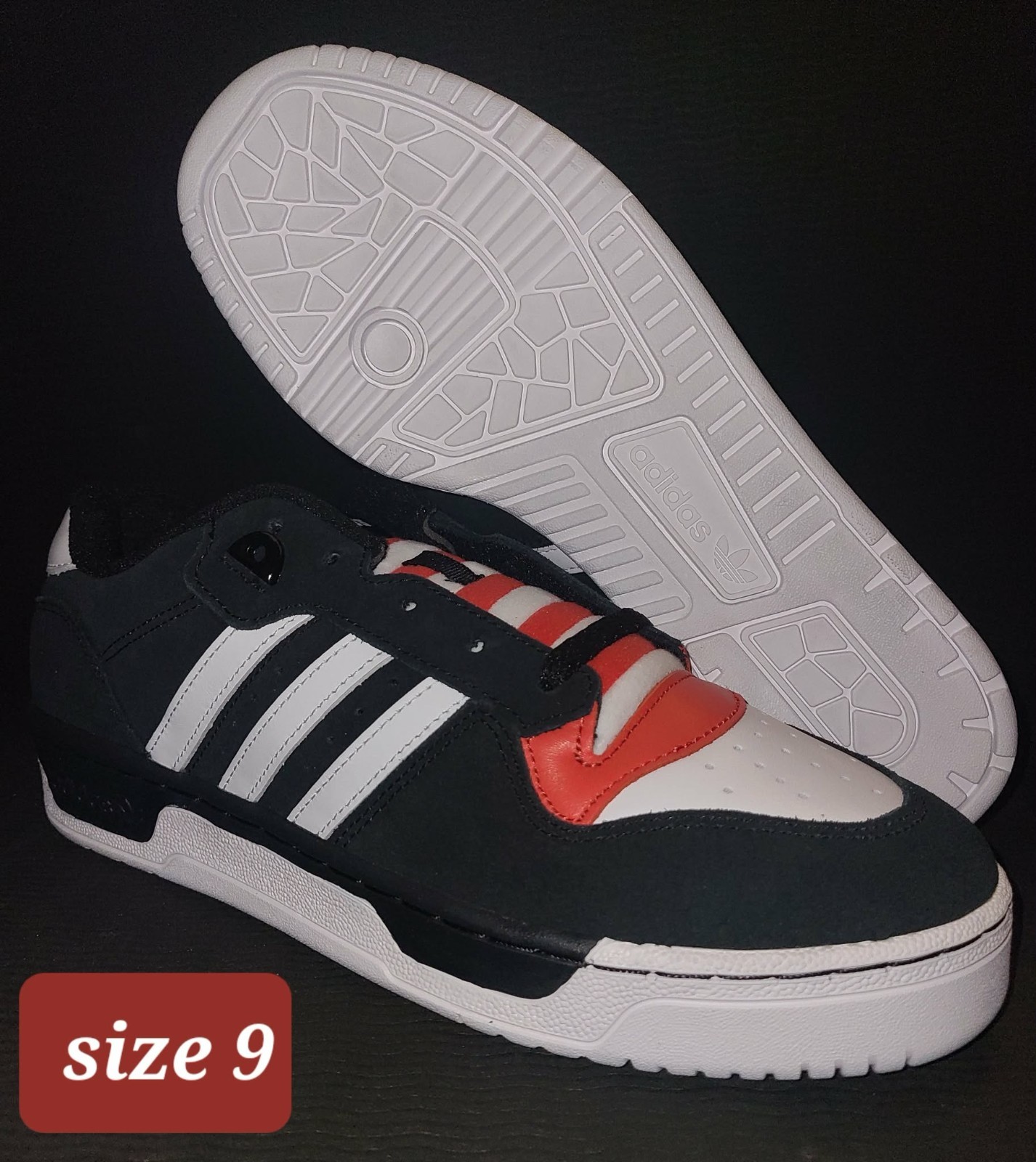 adidas Rivalry Low JI3263 Cat in the Hat Black/White/Red Men's Athletic Sneaker
