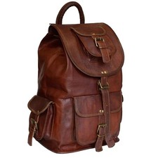 20" Leather Bag Goat Genuine Laptop Rucksack Vintage Travel Men's Brown Men