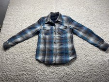 Pendleton High Grade Western Wear Pure Wool Men  s Pearl Snap Flannel Blue Medium