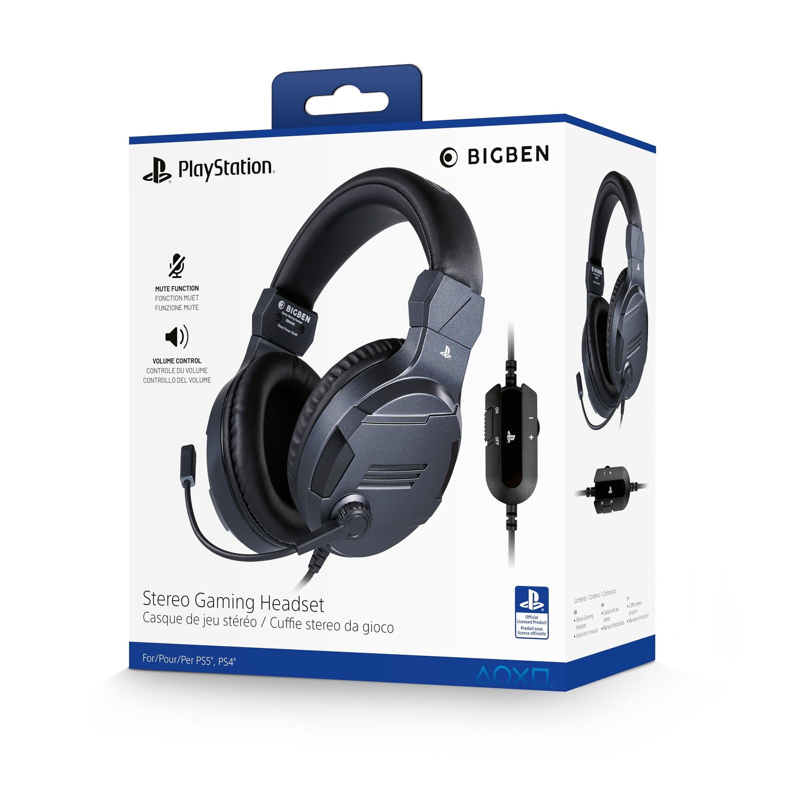 Casque gaming filaire pour PS5 et PS4 avec micro ajustable noir