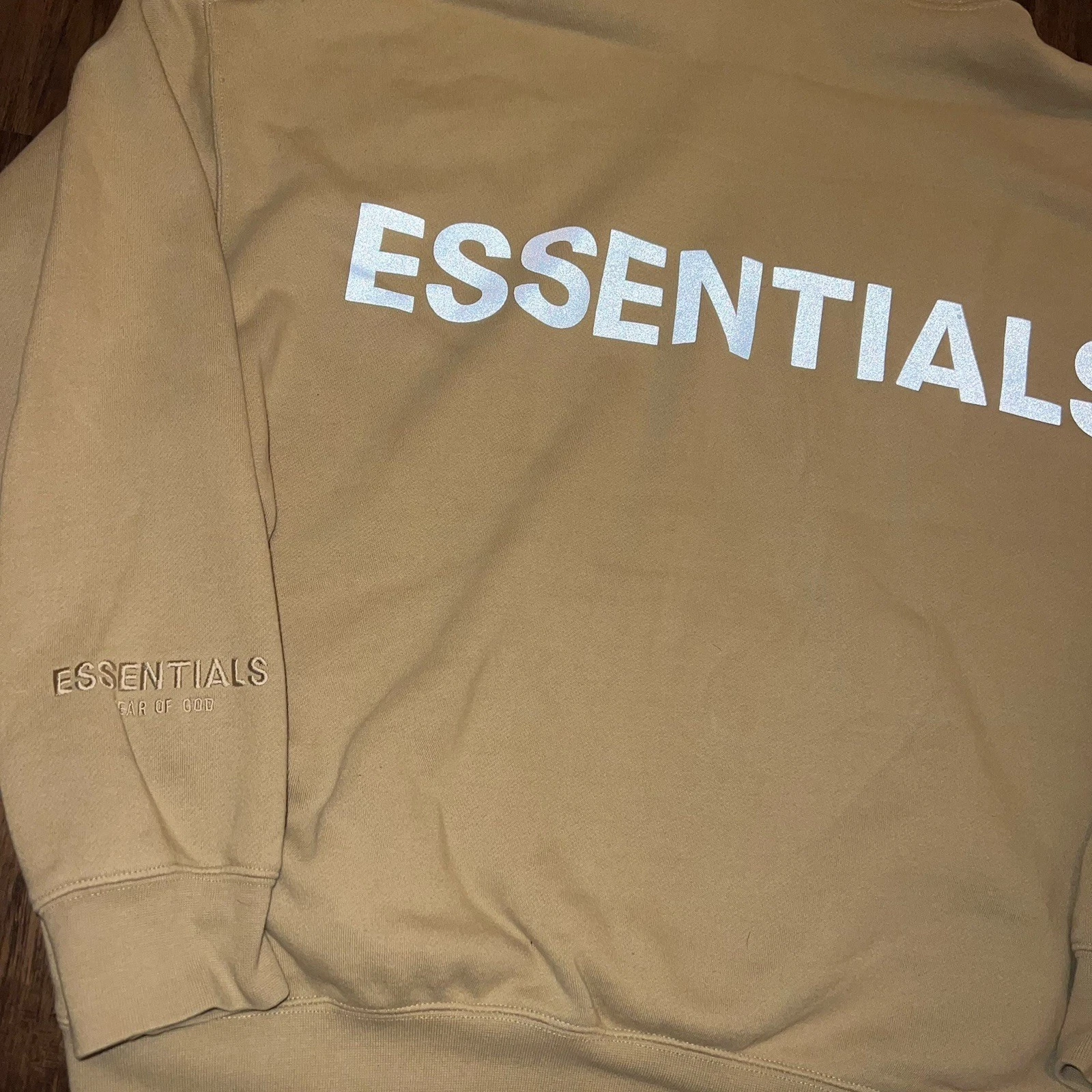 Felpa con cappuccio Fear of God Essentials logo 3M taglia M FW19 colore twill