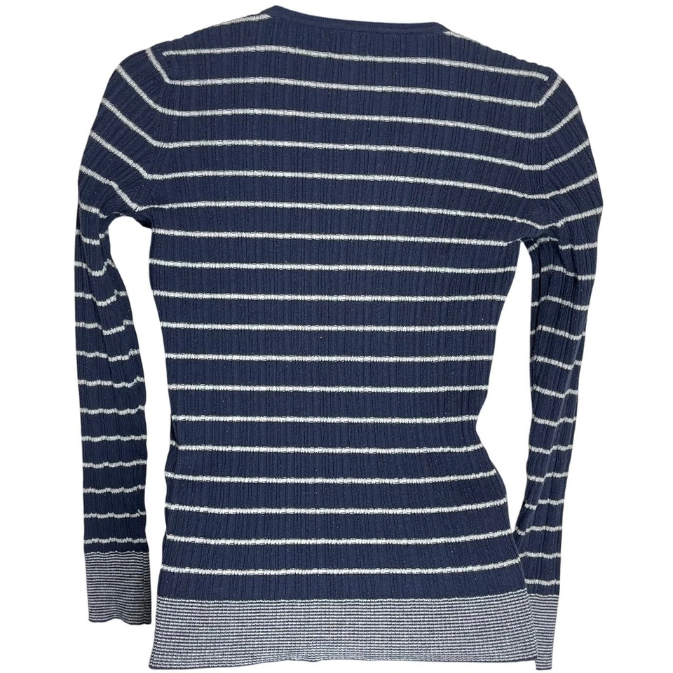 Suéter Sonoma Mujer Talla M Pequeño Azul Rayas Manga Larga Mezcla Algodón PILLING Foto 2 de 4