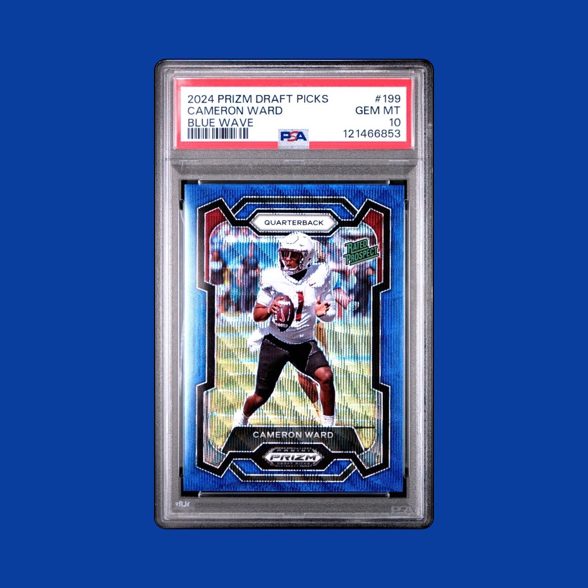 2024 Panini Prizm Draft Picks -Cam Ward #199 Blue Wave Prizm /249 (RC) PSA 10