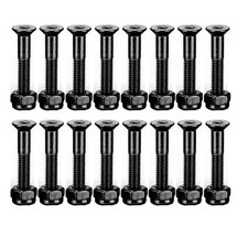 16 Pcs 1 Inch Skateboard Mounting Hardware Screws Bolts Black - 16 Pcs
