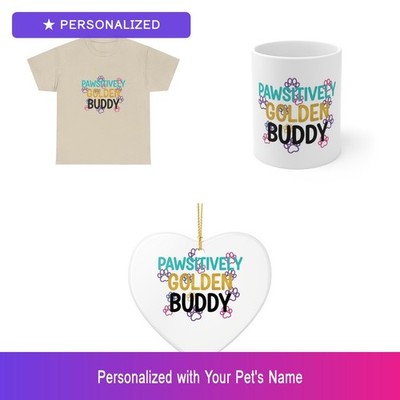 Custom Golden Retriever Paw Print Gift Set Shirt Mug Ornament Easter Gift