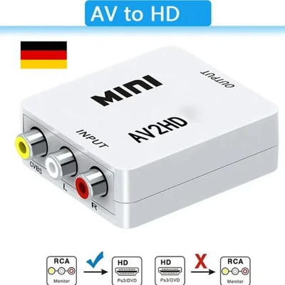 AV to HDMI Adapter Converter Full HD 1080P Video Audio TV 3 RCA HDMI