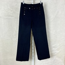 Vintage 60s 70s Blue Wool Button US Navy Lace Up Back Wide Leg Sailor Pants 31R
