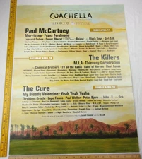 The Killers Black Keys The Cure Paul McCartney Coachella poster 2009 18x24