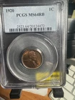 1920 US 1 CENT MS - 64 RB