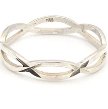Sterling Silver Dainty Openwork Infinity X Band Ring, Size 11.5, 1.88g, 925