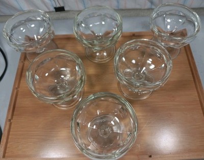 Vintage 6 Cup Set Single Scoop Glass Footed Ice Cream Dishes