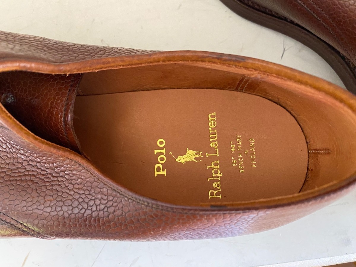 Polo Ralph Lauren Brown Derby Leather Shoes 11 D Goodyear Welted Money Preppy Vintage POLO RALPH LAUREN Brown Calfskin Leather Wingtip  main image 4