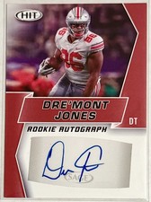 Dre’mont Jones 2019 Sage Hit Premier Draft Red Rookie Auto Ohio State Buckeyes 