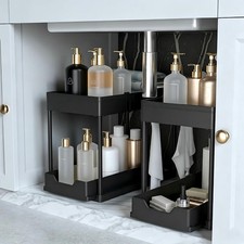 2-Pack Under Sink Organizer, 2-Tier Slide Out Storage for Kitchen Bathroom