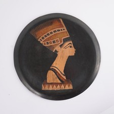 Kupfer-Tablett Ägyptische Intarsien Handarbeit ca. 29,5 cm D Wandbehang