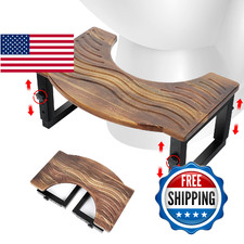 Toilet Stool Foldable,7,8,9 in Adjustable Height,Acacia Wood Poop Stool for Pott