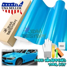 Premium Super Gloss Metallic Ocean Blue Vinyl Car Wrap Sticker Decal Sheet Film