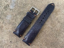 Black Stingray Leather Watch Strap Band, Size 18 19mm 20mm 21mm 22mm 24mm 26mm