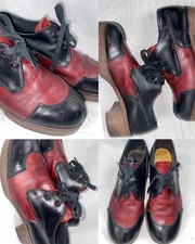 VTG 60S 70S MEN 8.5 TUTONE BLACK RED LEATHER PLATFORM LACE DISCO DRESS SHOES