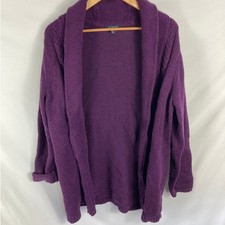 Lands End Purple Thick Knit Cardigan Sweater Size 1X
