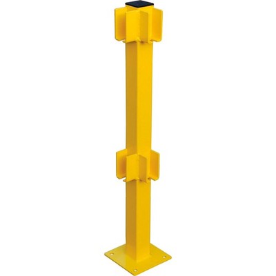 Global Industrial Steel Lift-Out Guard Rail Corner Post Double-Rail 42''H Yellow