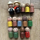 Vintage Fisher-Price Wooden Original Little People Lot Of 14