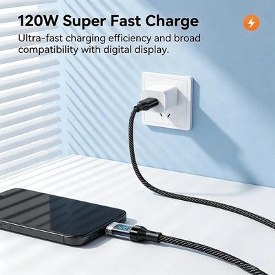 NNBILI USB-C to USB-C Cable 120W Fast Charge Data Cable 1m/2m for Xiaomi POCO Hu
