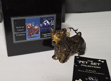 JOY TO THE WORLD CARIN TERRIER DOG SITTING POLISH GLASS ORNAMENT NIB ORIG BOX