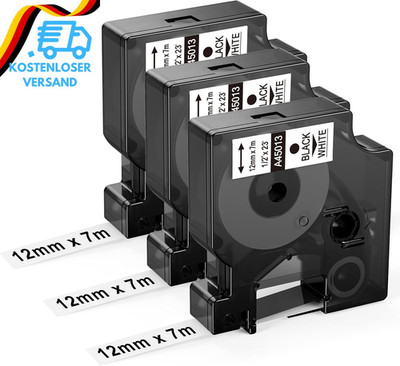3X 45013 Etikettenband 12Mm Kompatibel Mit Dymo D1 12Mm X 7M S0720530 Für Dymo L