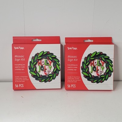 Brea Reese Mosaic Christmas Wreath Sign Kit 56 Pieces Holly Jolly Bird New Lot 2