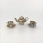 9pc Antique Sterling Silver Handmade Engraved Dollhouse Tea Set (Mint in Box) — photo 2