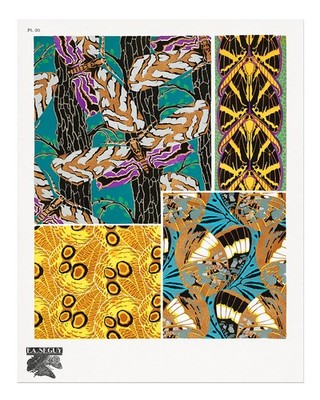 Buntes Schmetterlingsmuster Wandkunst Jugendstil Art Nouveau Schmetter