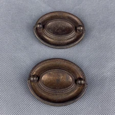 Hepplewhite Style Rope Twist Drawer Drop Pull Pair Victorian Oval Plate 2.5” W
