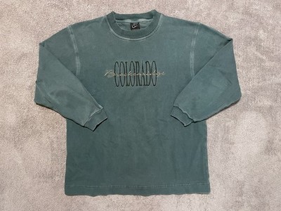Vintage Breckenridge Colorado Ribbed Cotton Sweater HKWA Mens M Green USA Made