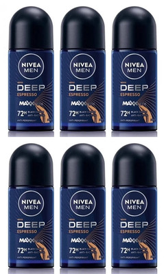 NIVEA Deep Espresso Roll On 50 ML Each PACK OF 6