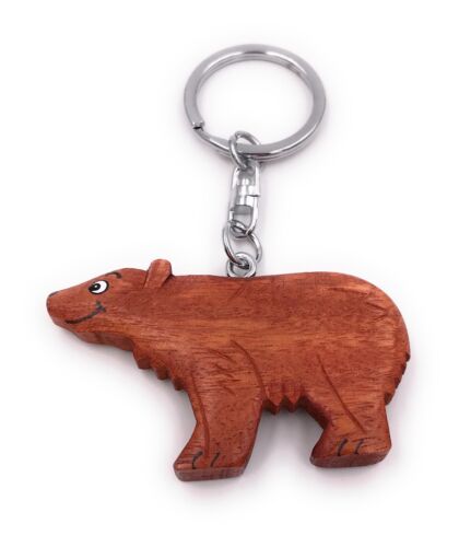 Porte-clés en bois fait main ours polaire ours brun animal mammifère prédateur  - Photo 1/6