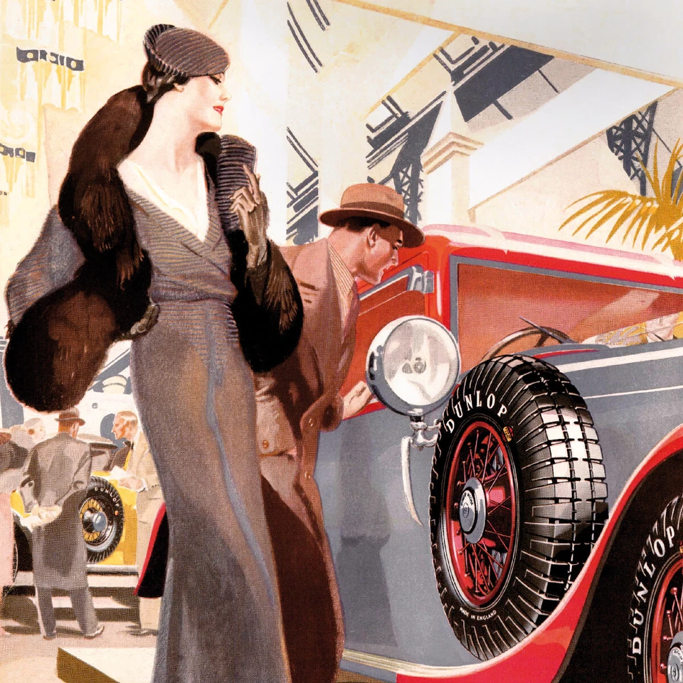 Póster Dunlop, 1933 | 16x24" tamaño mediano A2 | Servicio de neumáticos o decoración de garaje Foto 3 de 4