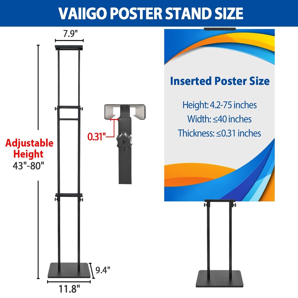 VAIIGO Stabiler Posterständer, Menüständer, Einstellbarer